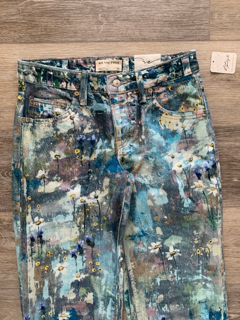 Free People Tennessee Low-Rise Illusions Painted Floral Jeans 25 NWT We The Free - Picture 11 of 12